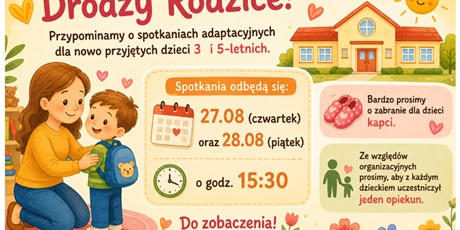  Spotkania adaptacyjne dla nowo przyjętych dzieci 3 i 5-letnich